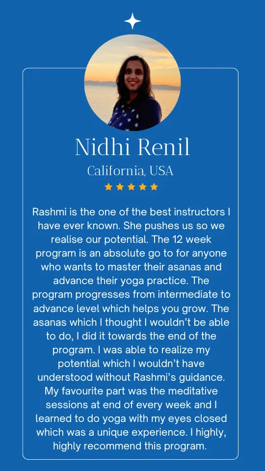Yogalates With Rashmi student testimonial sharing fitness wellness and transformation results